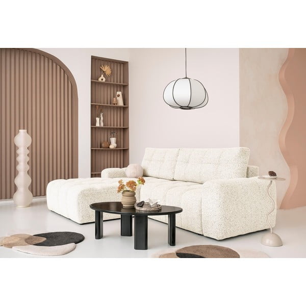 Кремав разтегателен модулен ъглов диван с място за съхранение (ляв ъгъл) Lulu – Miuform-image-1
