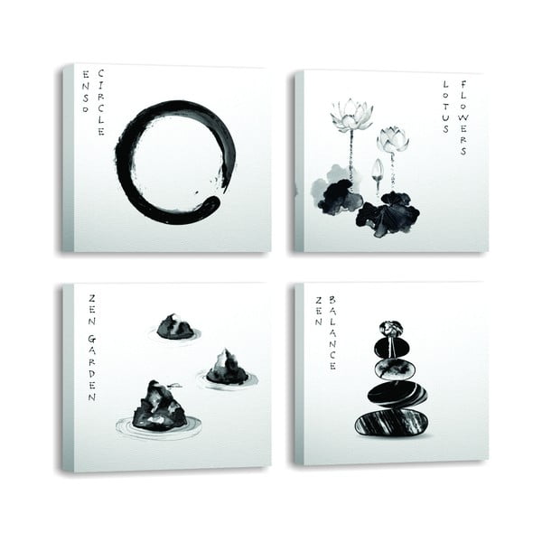 Картини в комплект от 4 бр. 30x30 cm Japanese Zen - Wallity