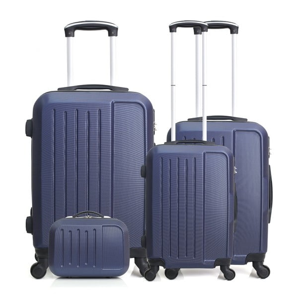 Sada 4 modrých cestovních kufrů na kolečkách Hero Family