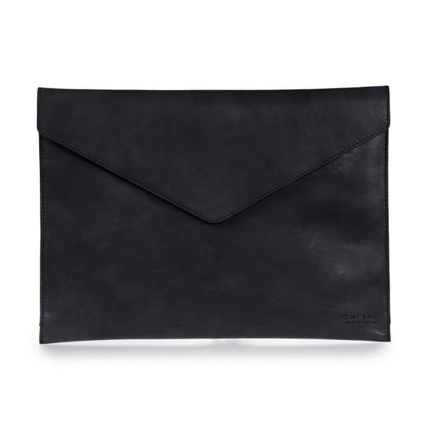 Černý kožený obal na notebook 13" ve tvaru obálky O My Bag