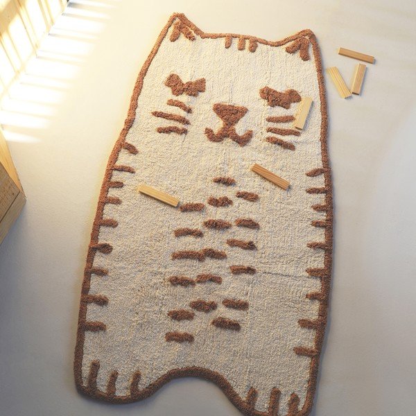 Кремав ръчно изработен памучен детски килим подходящ за пране 65x120 cm Little Charlie – Nattiot-image-1