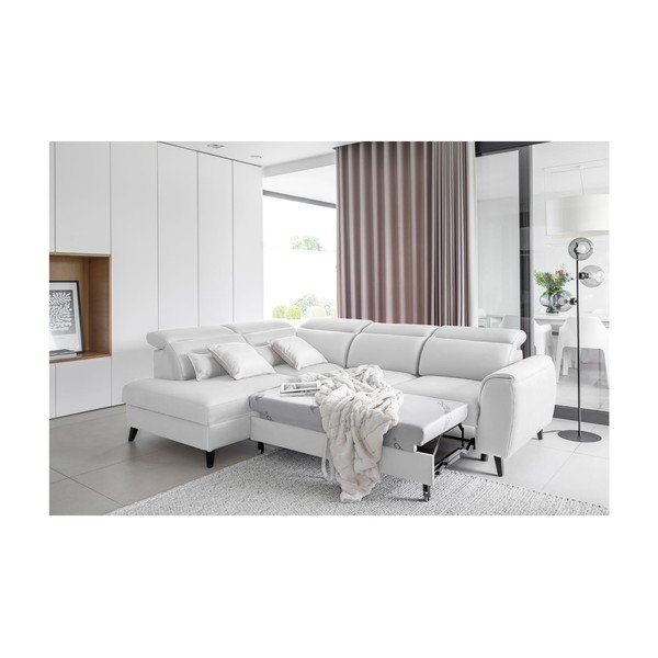 Бял кадифен разтегателен ъглов диван с място за съхранение (ляв ъгъл L форма) Noble – ELTAP-image-4
