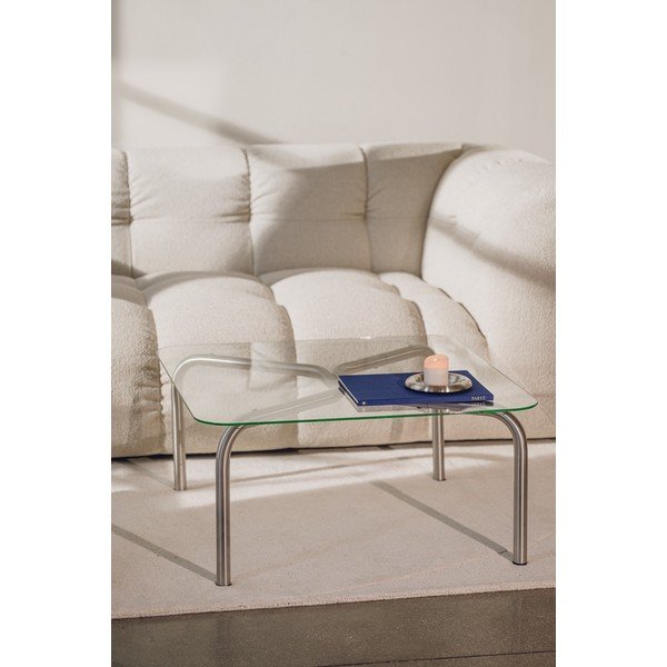 Масичка за кафе със стъклен плот в сребрист цвят 60x80 cm Uku – noo.ma-image-2