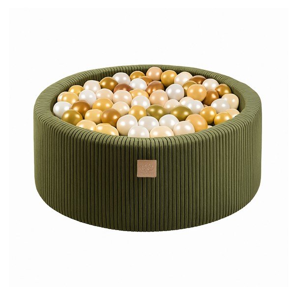 Велурен басейн с топки в цвят каки 90x90x30 cm Montessori – Meowbaby