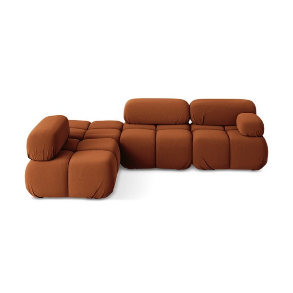 Оранжев кадифен модулен ъглов диван (ляв ъгъл) Lokua – Makamii