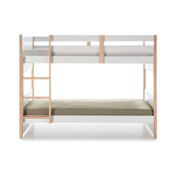 Бяло детско двуетажно легло с крака от борова дървесина , 90 x 190 cm Kiara - Marckeric-image-3