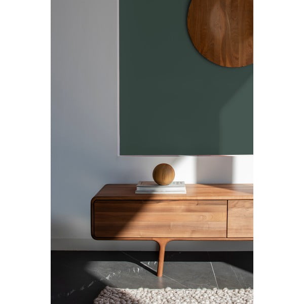 Кафява маса за телевизор от масивен орех 220x45x45 cm Fawn – Gazzda-image-3