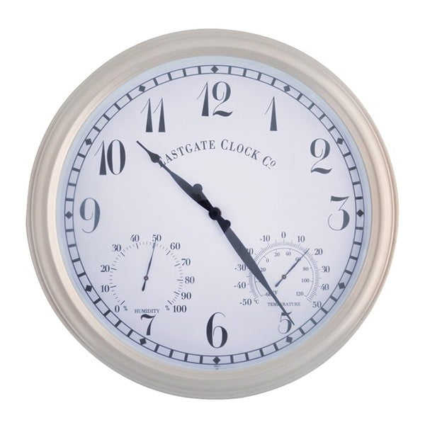 Bílé nástěnné hodiny do exteriéru Esschert Design