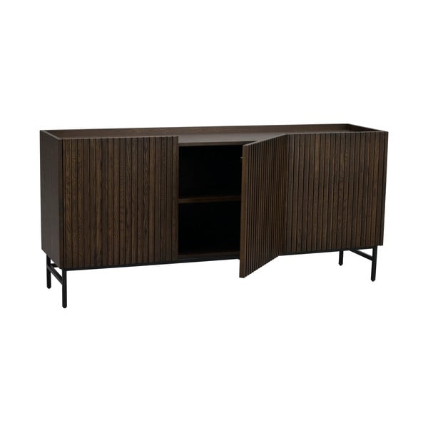 Тъмнокафяв нисък скрин от дъб 160x75 cm Halifax - Rowico-image-4