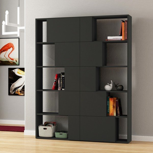 Антрацитна етажерка за книги Ondatoo Set Anthracite - Decortie-image-1