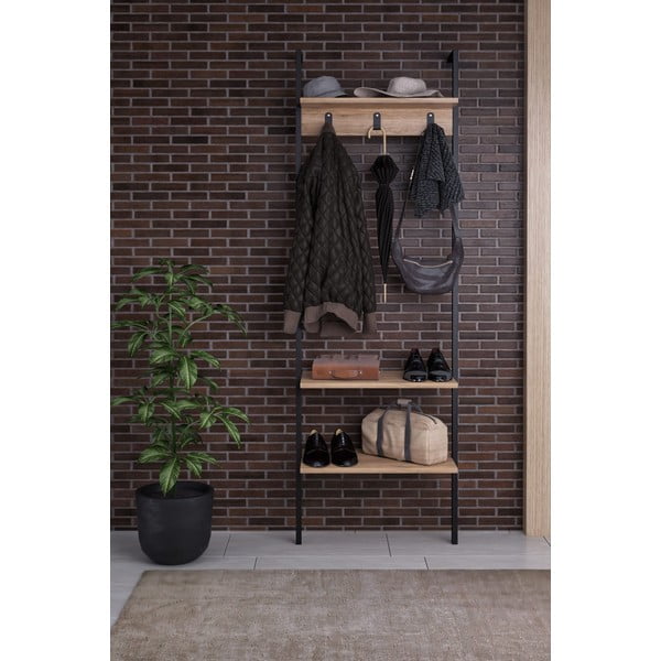 Черен комплект за коридор от рециклирана дървесина Nina - Kalune Design-image-1