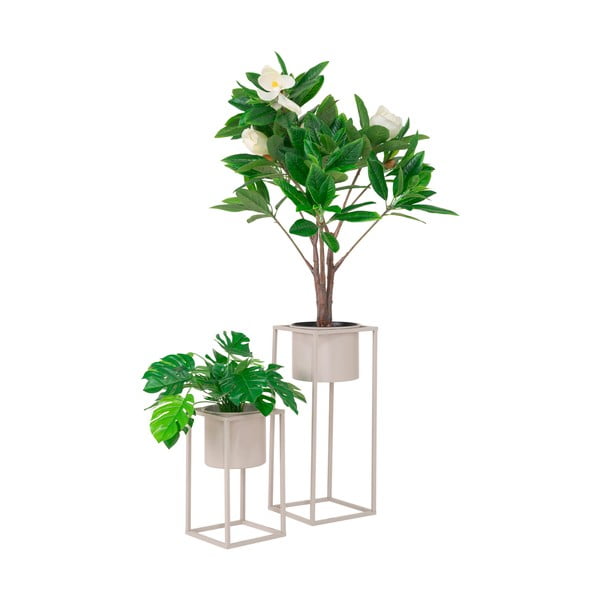 Комплект от 2 бежови метални саксии Marla - House Nordic-image-2