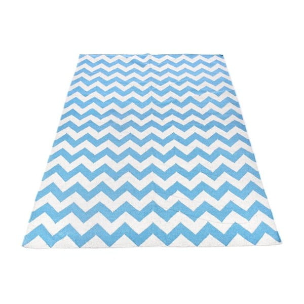 Vlněný koberec Geometry Zic Zac Blue & White, 160x230 cm