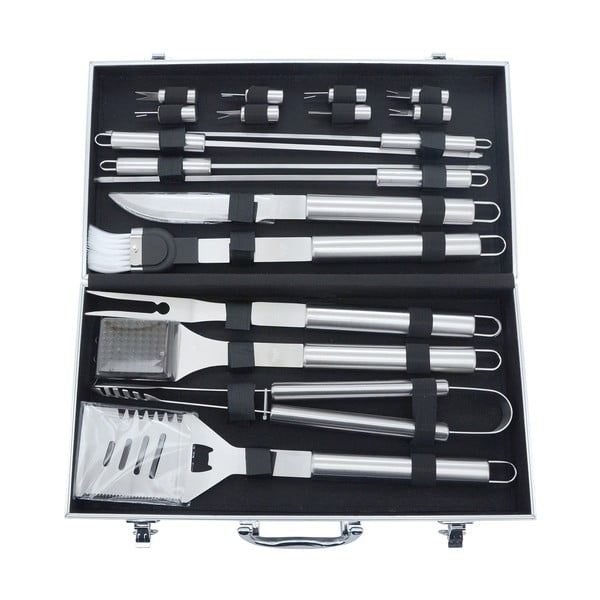 Комплект от 18 инструмента за печене на скара в алуминиев калъф - Cattara-image-1