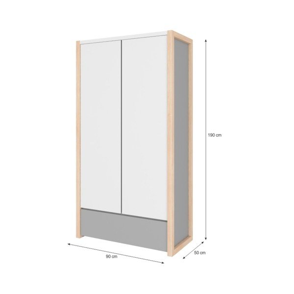 Сив гардероб с две врати Pinette - BELLAMY-image-2