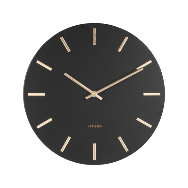 Черен стенен часовник със златни стрелки, ø 30 cm Charm - Karlsson