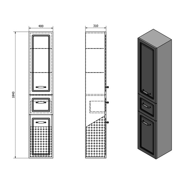 Бял шкаф за баня 40x184 cm Favolo – Sapho-image-4