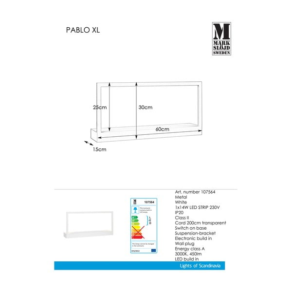 Бяла стенна лампа Pablo - Markslöjd-image-2
