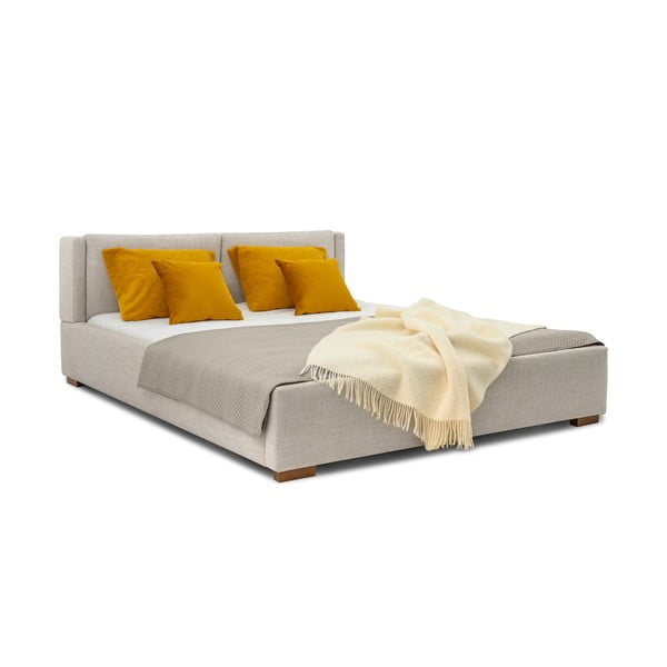 Светлосиво тапицирано двойно легло с включена подматрачна рамка 140x200 cm Dreamer – Scandic-image-2