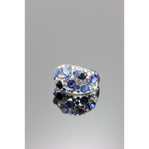 Prsten Ring Swarovski Elements Saphire, velikost S