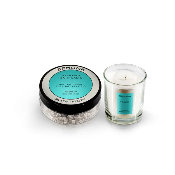 Комплект от сол за вана и ароматна свещ с аромат на цитруси и мъх - Bahoma London