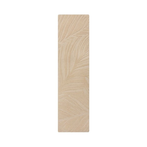 Бежов вълнен килим 60x230 cm Lino Leaf - Flair Rugs