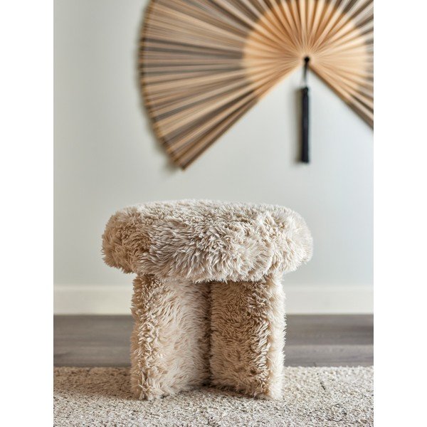 Бежова табуретка от изкуствен косъм Frikka – Bloomingville-image-1