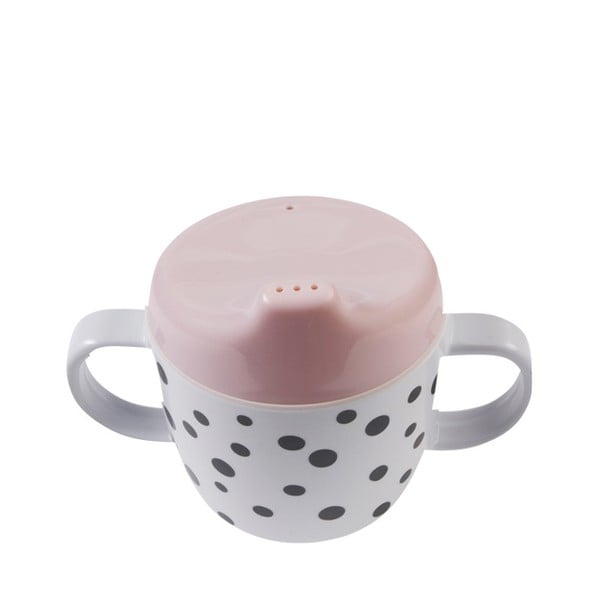 Розова детска чаша с поилка 0,17 л Happy Dots - Done by Deer