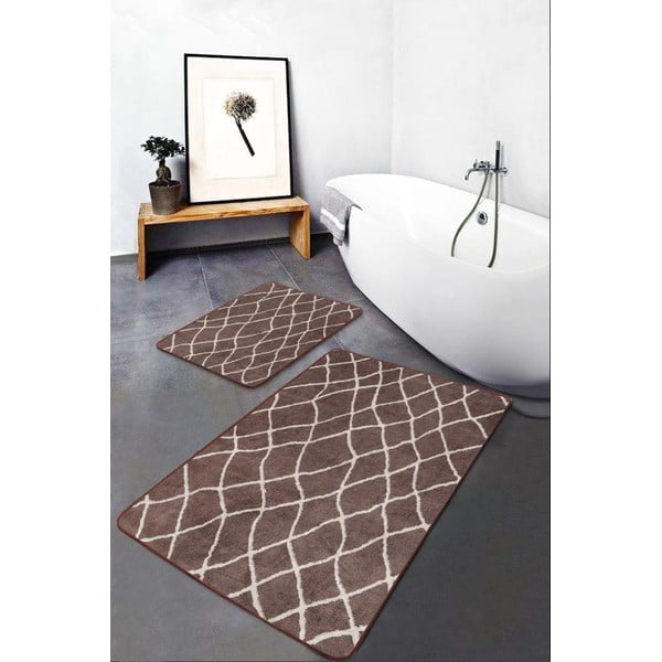 Кафяви кадифени килими за баня в комплект от 2 бр. 60x100 cm – Mila Home-image-4