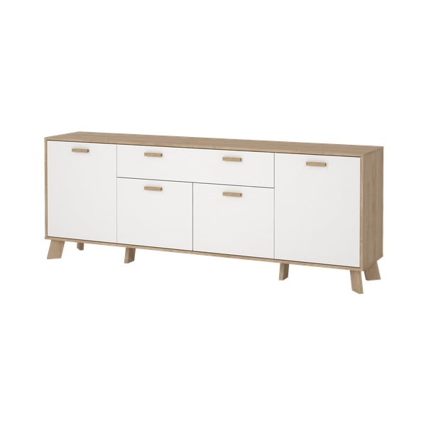 Скрин от дъбов декор в бял и естествен цвят 196x73x39 cm Ikast – Tvilum-image-2