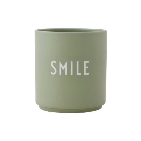 Светлозелена порцеланова чаша Favourite Smile - Design Letters