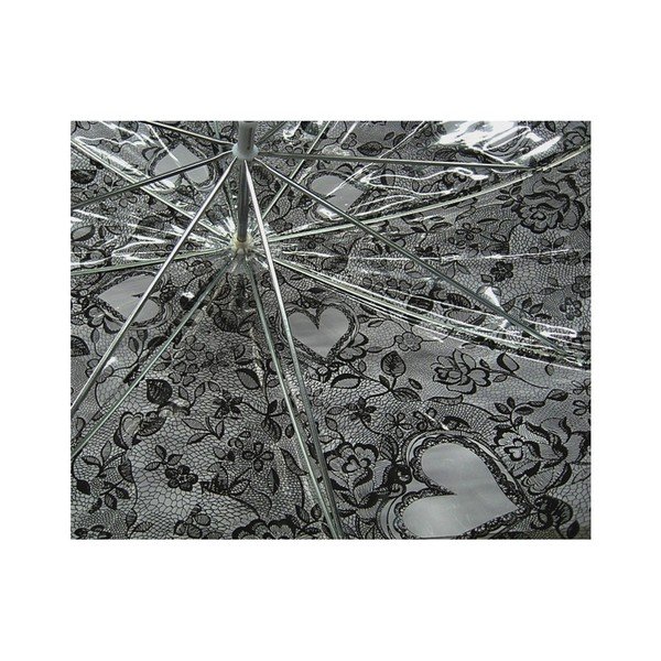 Transparentní holový deštník s černými detaily Birdcage Heart, ⌀ 95 cm-image-1