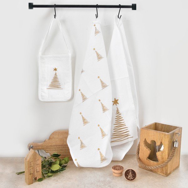 Памучни кърпи с торбичка в комплект с коледни мотиви 50x70 cm – Orion-image-1