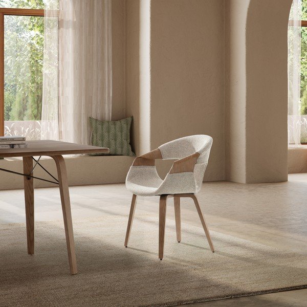 Бежови тапицирани трапезни столове в комплект с подлакътници 2 бр. Elif – MOME-image-1