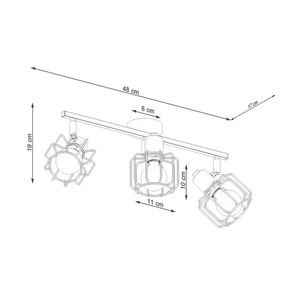 Черна лампа за таван ø 10 cm Salom - Sollux-image-4