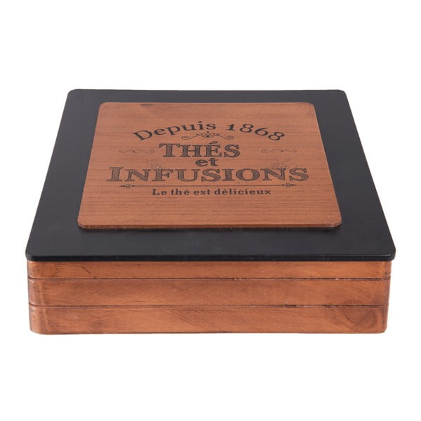 Дървена кутия за съхранение на чай Clayre & Eef Hermesso Grande - Clayre & Eef
