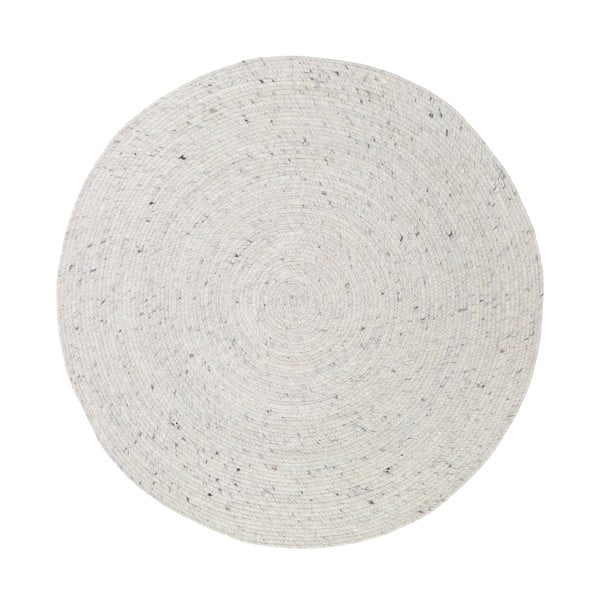 Бял ръчно изработен килим от вълна и памук, ø 140 cm Neethu - Nattiot