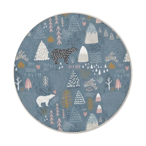 Син детски килим подходящ за пране ø100 cm Forest Land – Mila Home