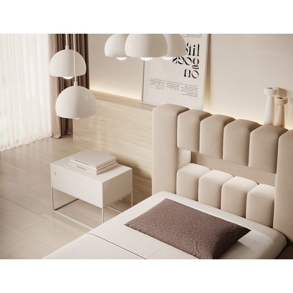 Светлокафяво единично тапицирано легло с място за съхранение и включена подматрачна рамка 90x200 cm Lamica – ELTAP-image-4