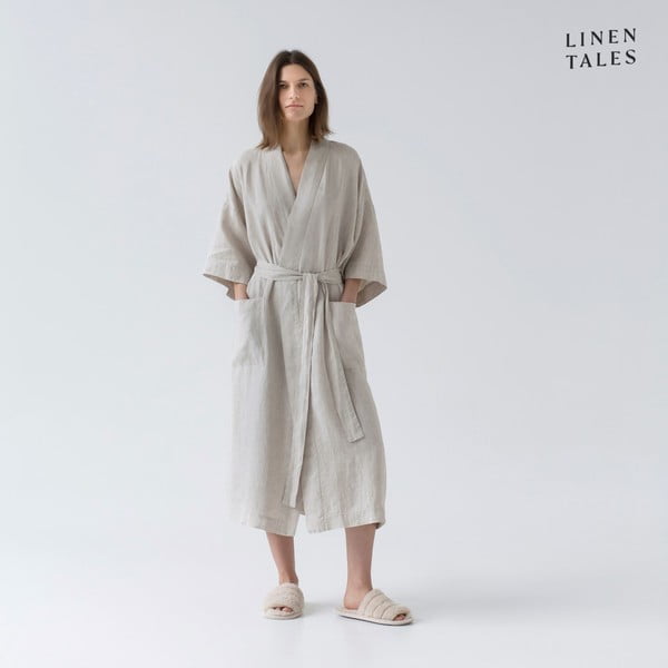 Бежов ленен халат размер L/XL Summer - Linen Tales