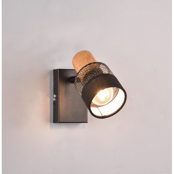 Стенна лампа в черен и естествен цвят ø 7 cm Nandini - Trio-image-2