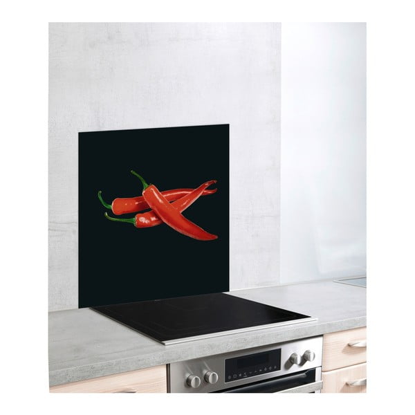 Стъклен протектор за готварска печка Peperoni, 60 x 70 cm Hot Peperoni - Wenko