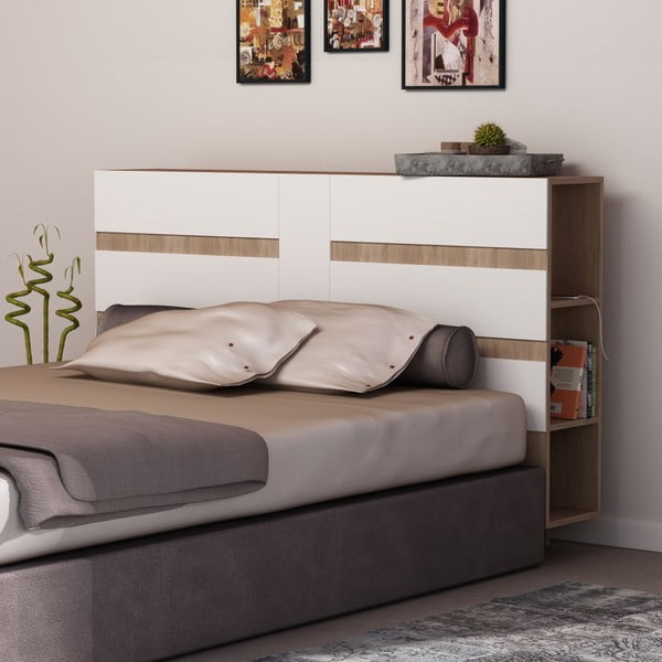 Čelo postele s úložným prostorem s bílým detailem Homitis Eddo-image-3
