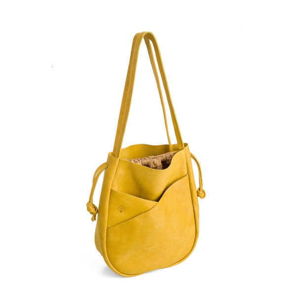 Жълта кожена чанта Bella - Woox