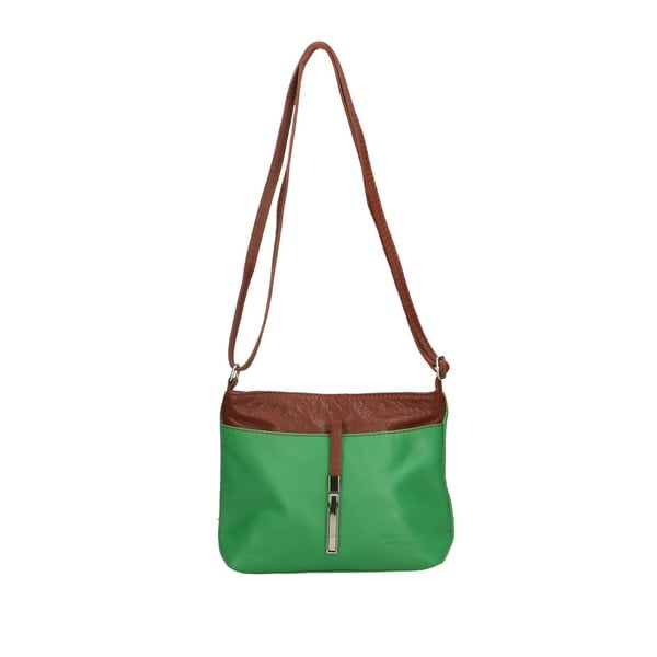 Зелена кожена чанта с кафяви детайли Meril - Roberto Buono