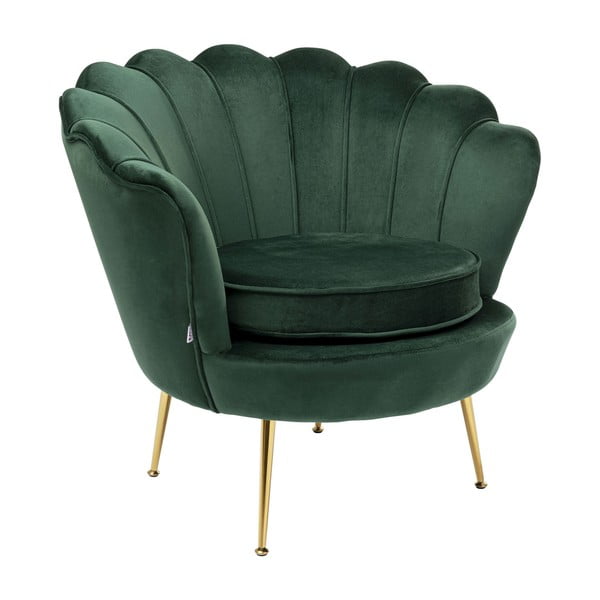 Тъмнозелено кадифено кресло Water Lily - Kare Design