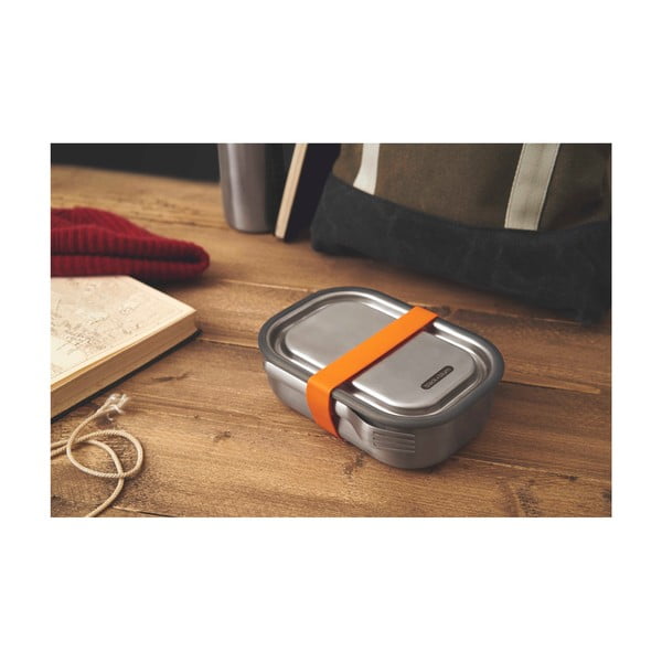 Кутия за закуски от неръждаема стомана с оранжева лента , 1000 ml - Black + Blum-image-2