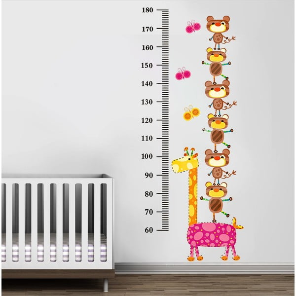 Samolepka na stěnu Žirafa a medvídci, 60x90 cm