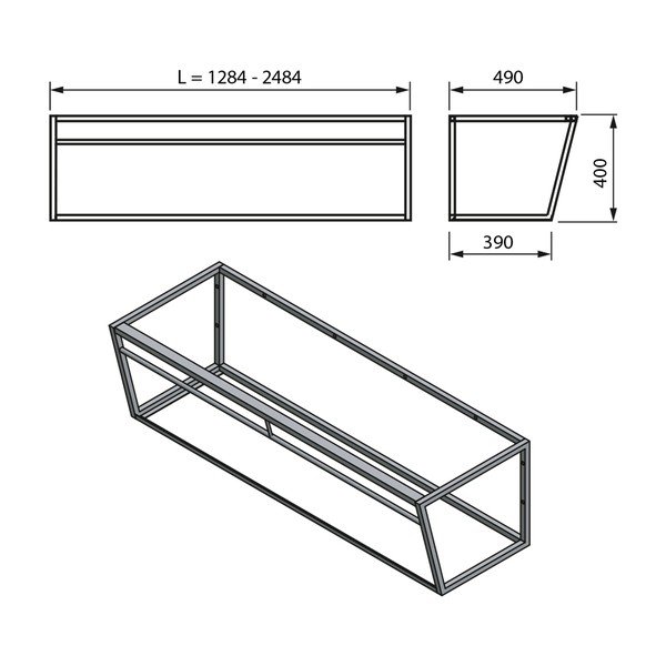 Бяла/черна метална стенна стойка за умивалник 218x40 cm Aruba – Sapho-image-2