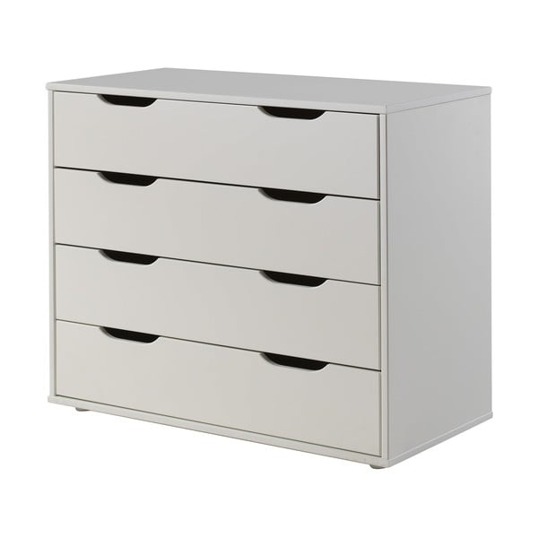 Бяло повдигнато детско легло от масивен бор с място за съхранение и включена подматрачна рамка 90x200 cm Scott – Vipack-image-3